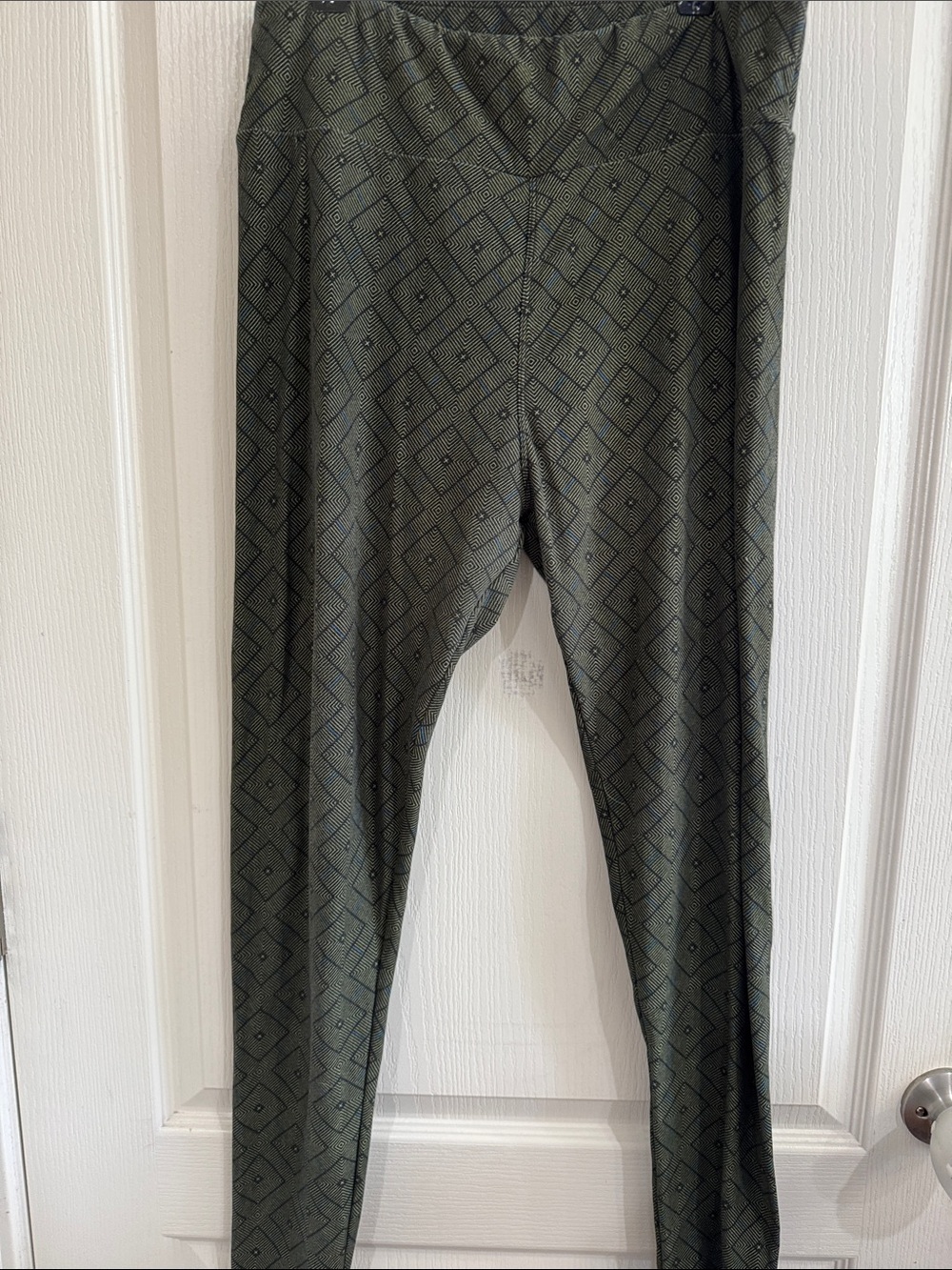 LuLaRoe Olive Green Geometric Print Leggings